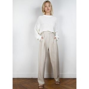 The Frankie Shop Pace Pleated Linen Blend Pants In Sand